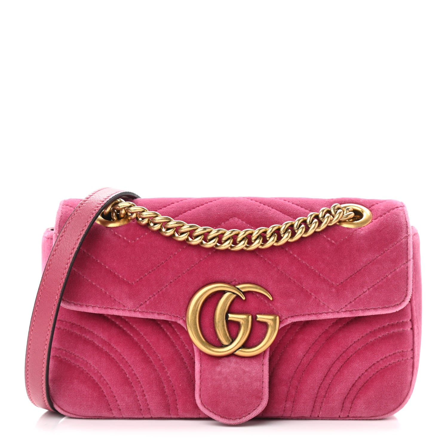 Gucci Velvet Matelasse Mini GG Marmont Shoulder Bag Light Raspberry Rose 1 of 10