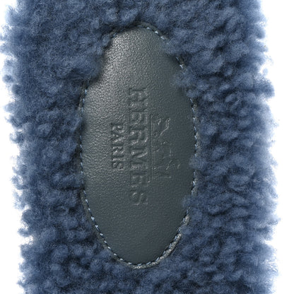 Hermes Woolskin Oran Sandals 38.5 Bleu 7 of 9