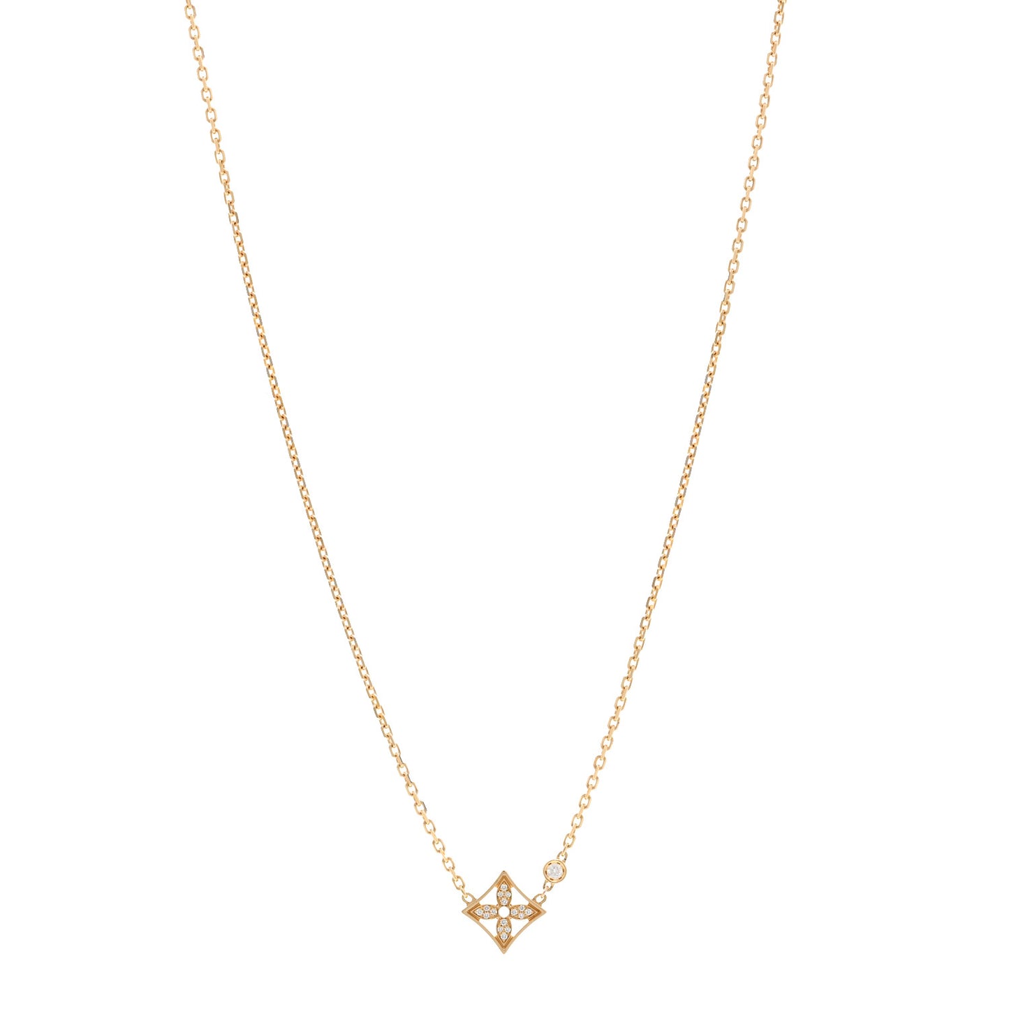 18K Yellow Gold Diamond Idylle Blossom Pendant Pave Necklace