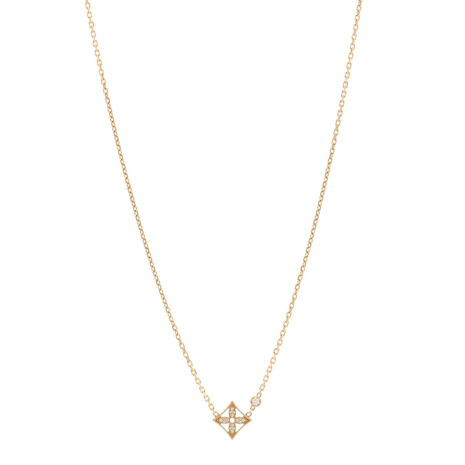 Louis Vuitton 18K Yellow Gold Diamond Idylle Blossom Pendant Pave Necklace 1 of 5