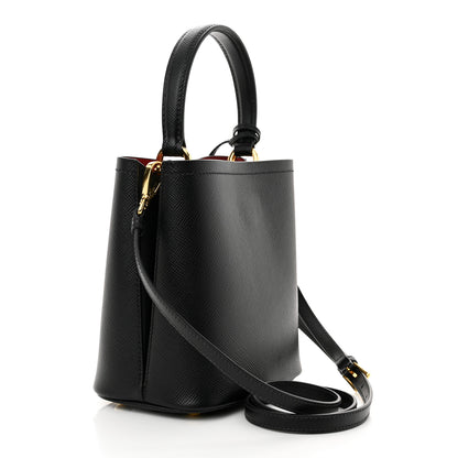 Prada Saffiano Cuir Small Panier Bucket Bag Black Fuoco 3 of 10