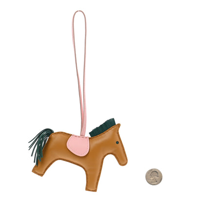 Hermes Milo Lambskin Grigri Rodeo Horse Bag Charm MM Sesame Malachite Rose Sakura 2 of 5