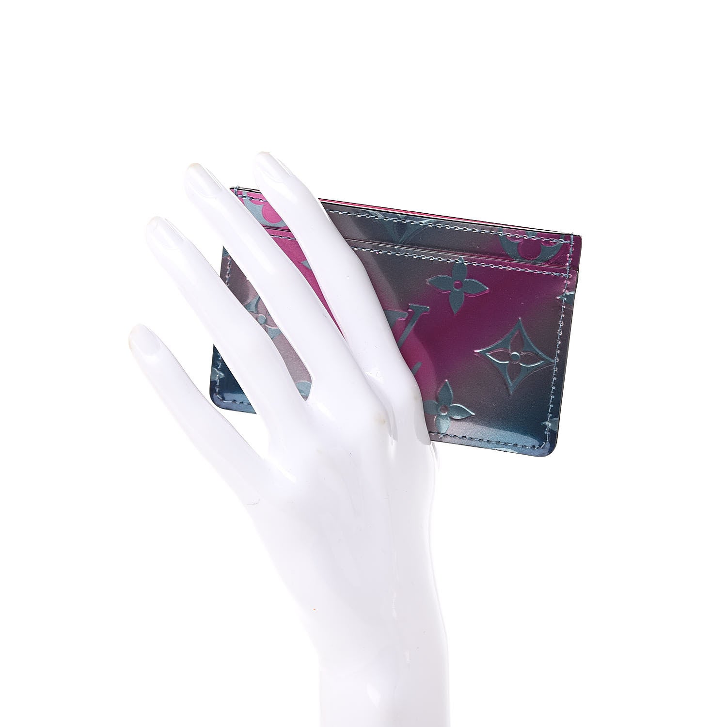 Louis Vuitton Metallic Vernis Card Holder Blue Pink 2 of 7