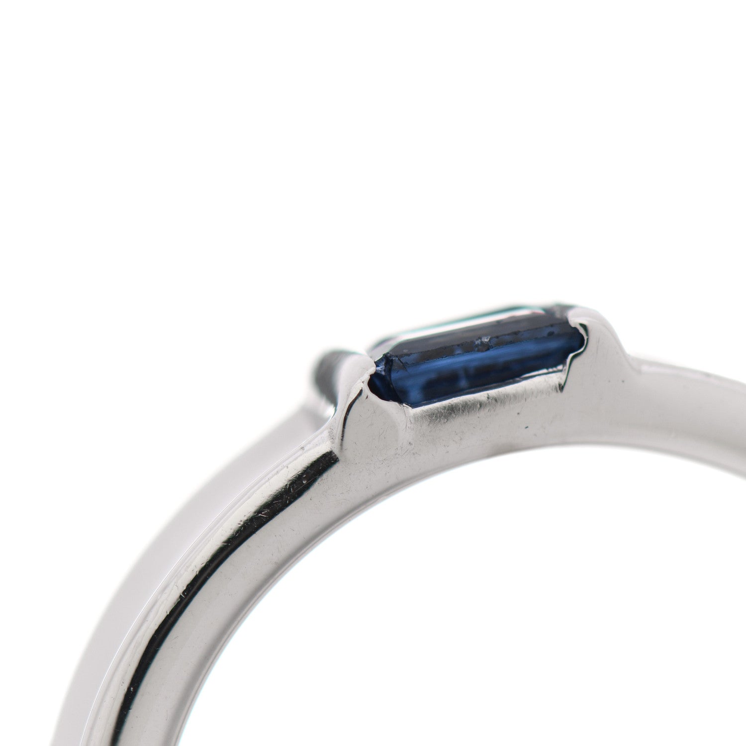 Tiffany 18K White Gold Blue Sapphire Stacking Ring 49 5 8 of 9