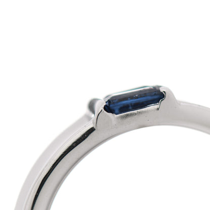 Tiffany 18K White Gold Blue Sapphire Stacking Ring 49 5 8 of 9