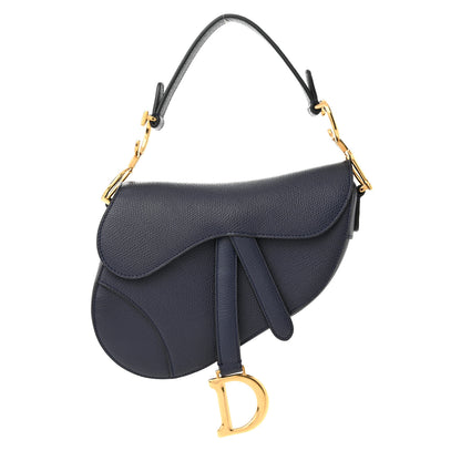 Christian Dior Grained Calfskin Mini Saddle Bag Navy 1 of 10