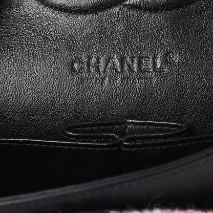 Chanel Tweed Quilted Medium Double Flap Pink Black 7 of 12