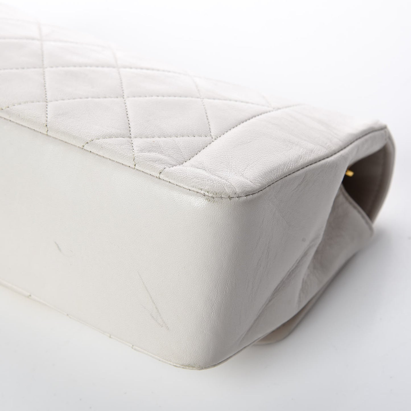 Lambskin Quilted Small Single Flap White