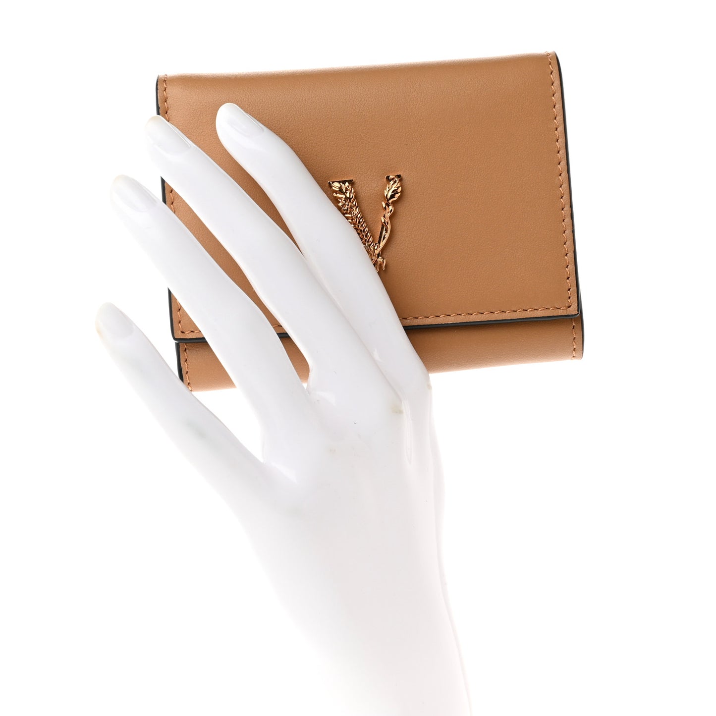 Vitello Virtus Tri-Fold Wallet Caramel