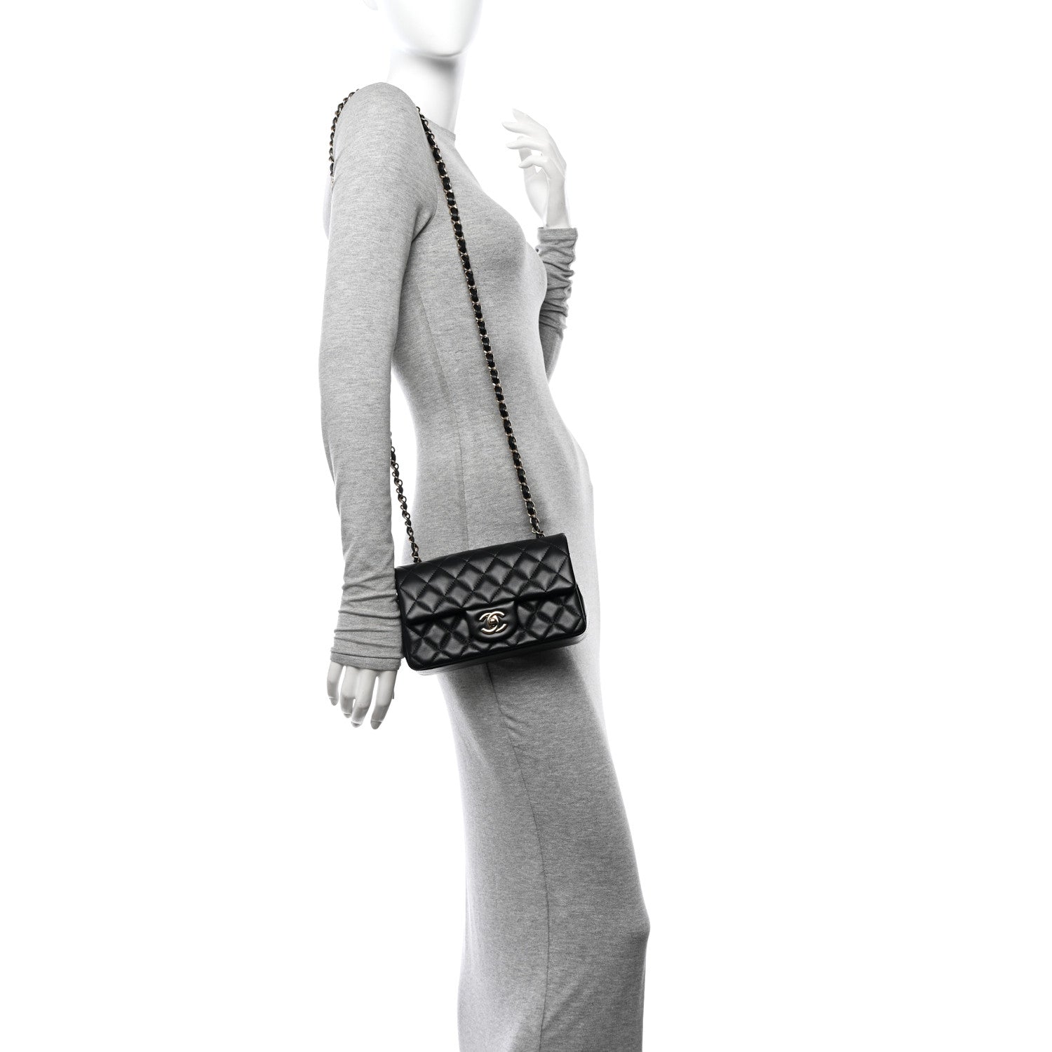 Chanel Lambskin Quilted Mini Rectangular Flap Black 3 of 11