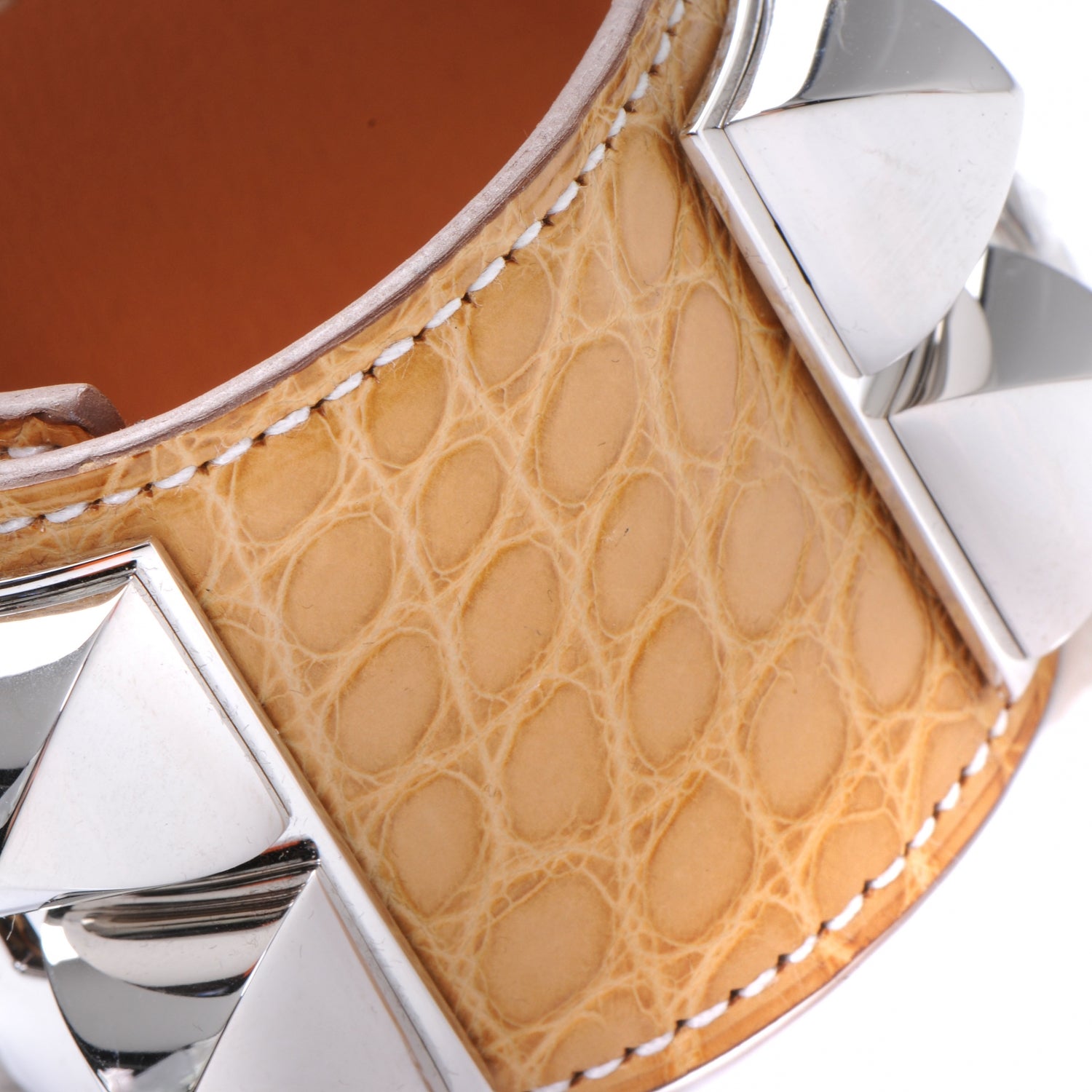 Hermes Matte Alligator Collier De Chien CDC Bracelet Maize Small 4 of 7