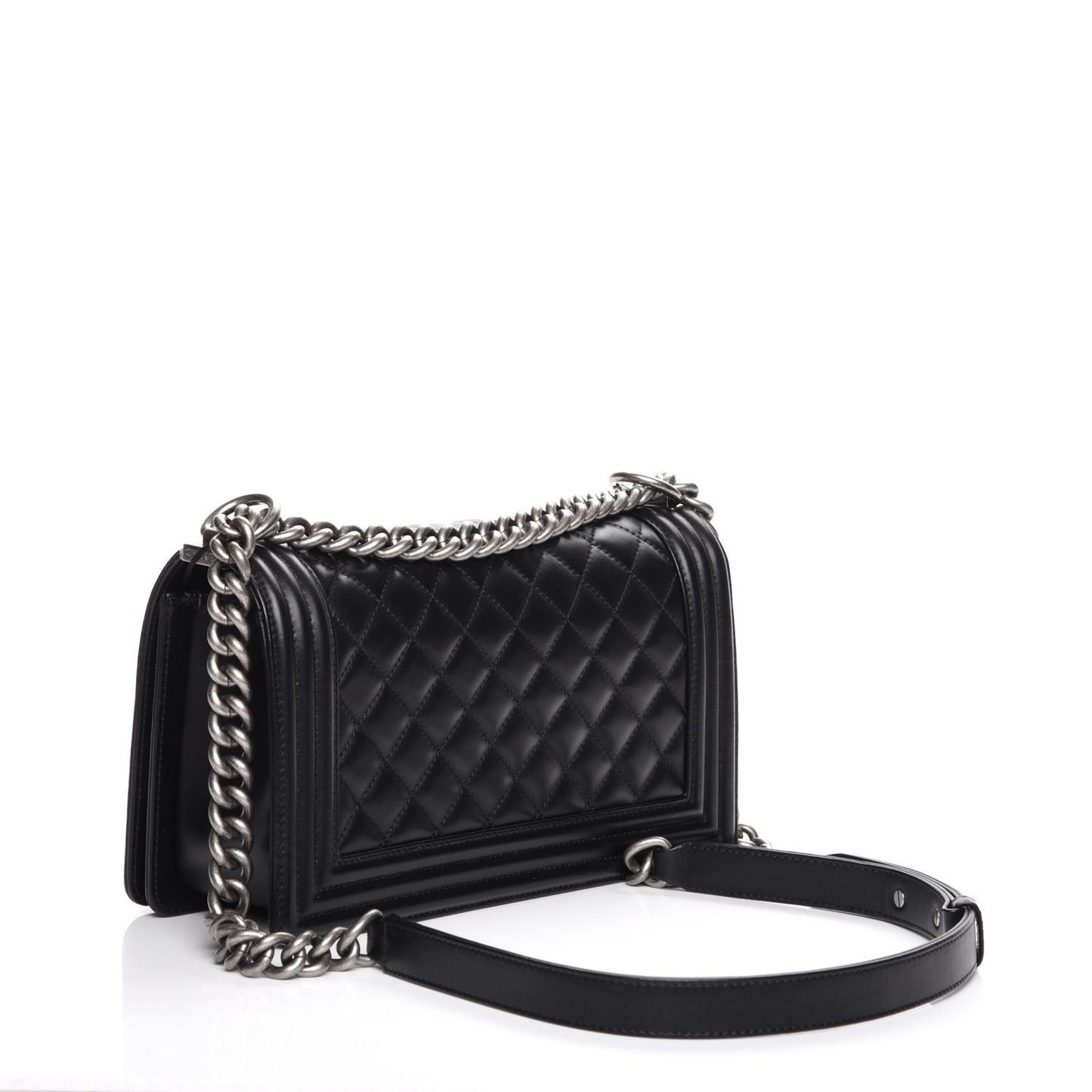 Lambskin Quilted Medium Boy Flap Black