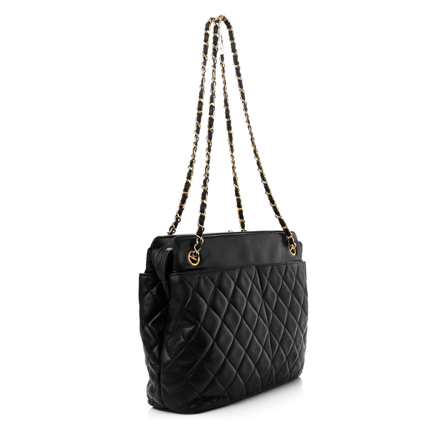 Lambskin Quilted Shoulder Bag Black