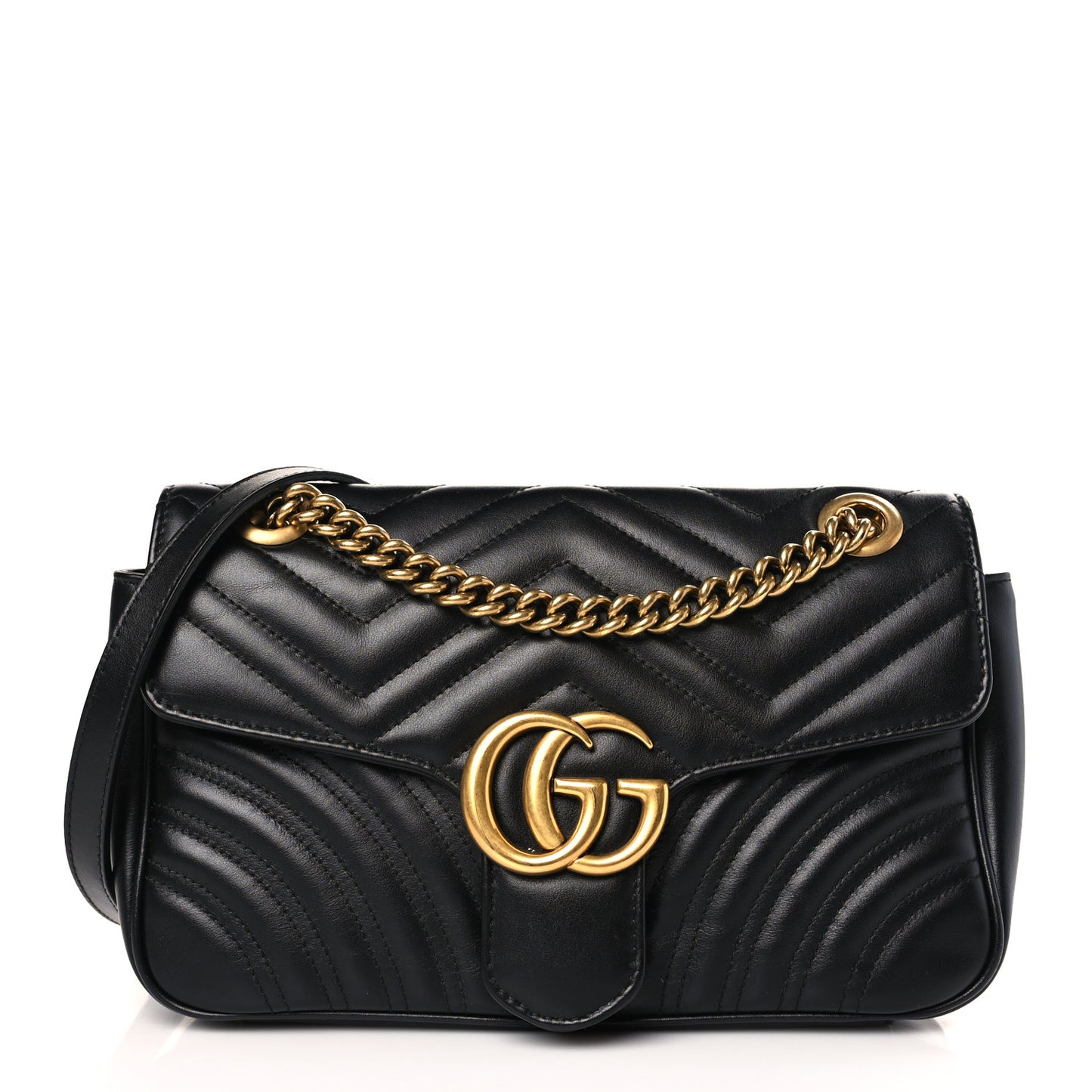 Calfskin Matelasse Small GG Marmont Shoulder Bag Black