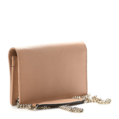Gucci Pebbled Calfskin Soho Wallet on Chain Camelia 2 of 9