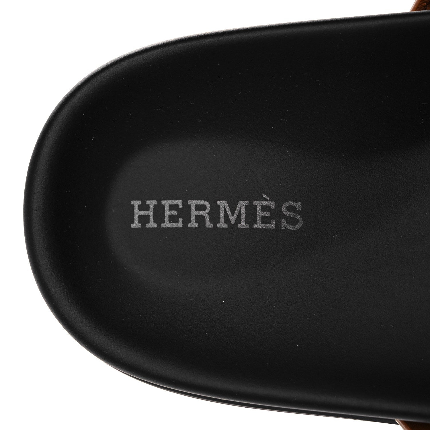 Hermes Calfskin Womens Chypre Sandals 39 Gold 7 of 9