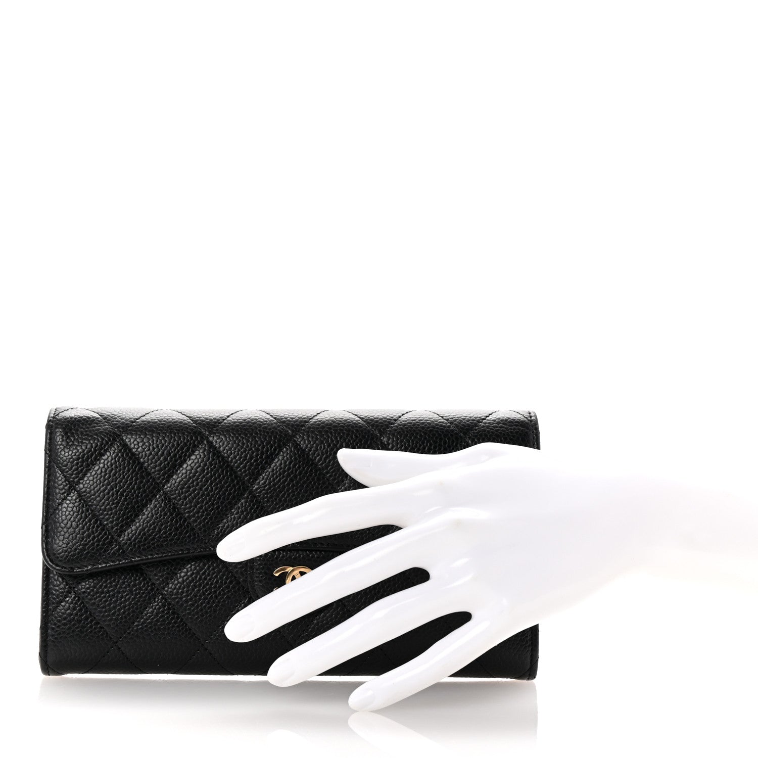 Chanel Caviar Quilted Large Gusset Flap Wallet Black 2 of 8