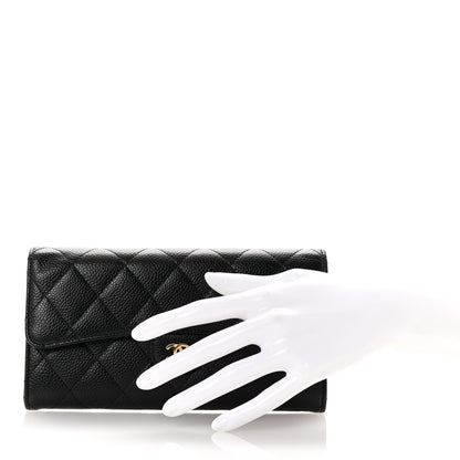 Chanel Caviar Quilted Large Gusset Flap Wallet Black 2 of 8