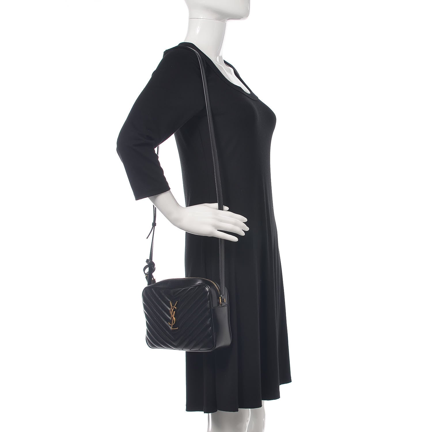 Saint Laurent Calfskin Matelasse Monogram Lou Camera Bag Black 2 of 8