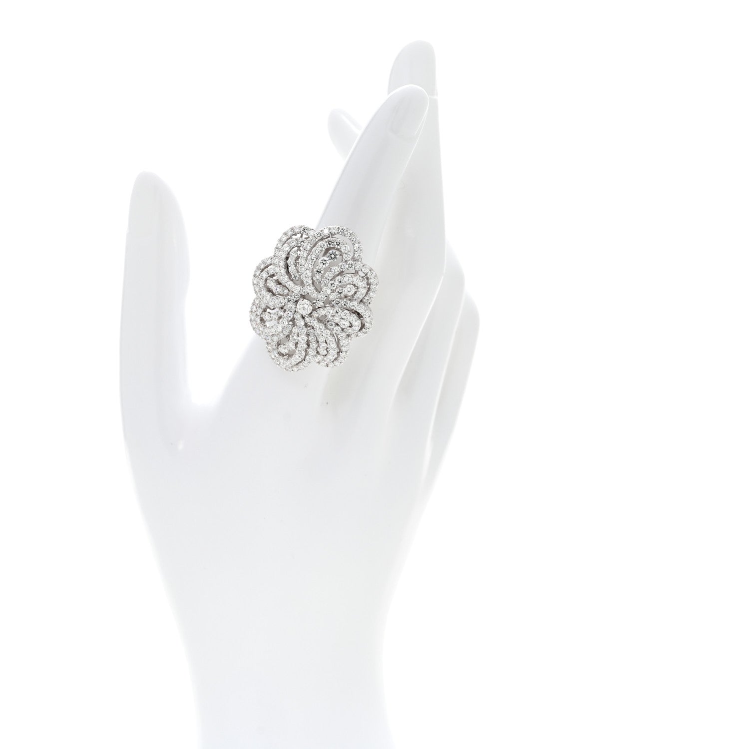 Parker & West by FASHIONPHILE 18K White Gold Diamond 5.85ctw Flower Cocktail Ring 54 7 2 of 5