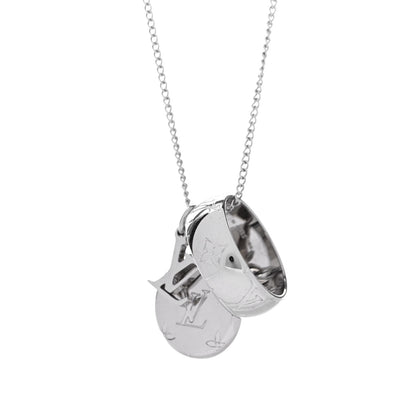 Louis Vuitton Zamac Palladium Monogram Charms Necklace Silver 3 of 5