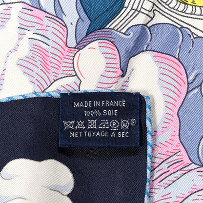 Hermes Silk Sur Mon Nuage Scarf 90 Bleu Black Mauve Multicolor 4 of 4
