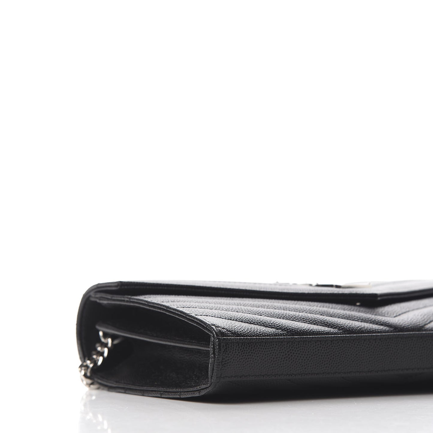 Grain De Poudre Matelasse Chevron Monogram Chain Wallet Black