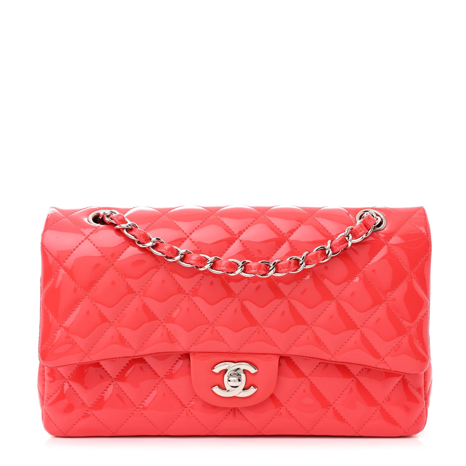 Chanel Patent Calfskin Quilted Medium Double Flap Red 1 of 12