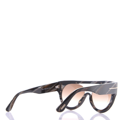 Tom Ford Alana Aviator Round Sunglasses TF360 Black Brown Horn 4 of 8