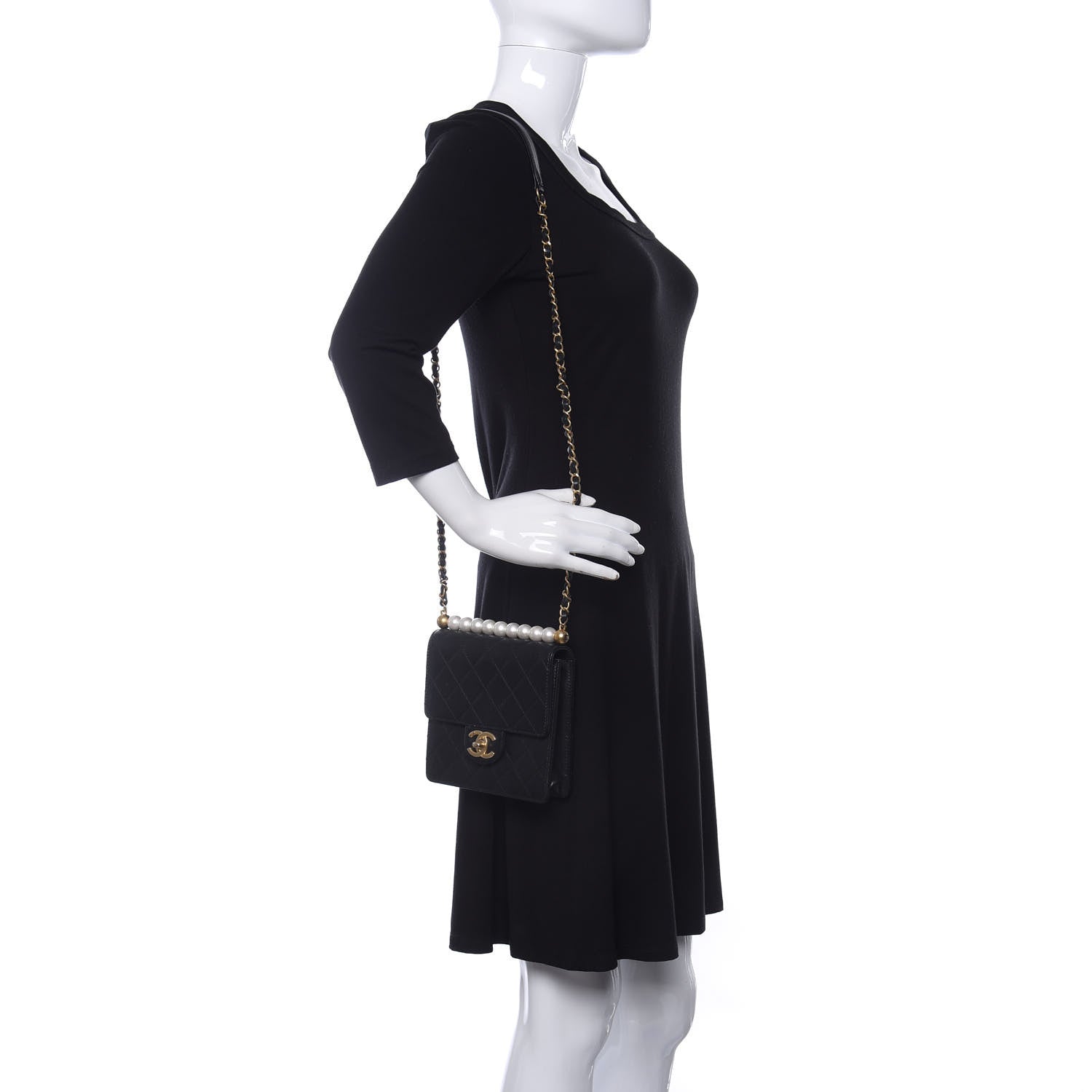 Chanel Goatskin Quilted Chic Pearls Flap Black 2 of 11