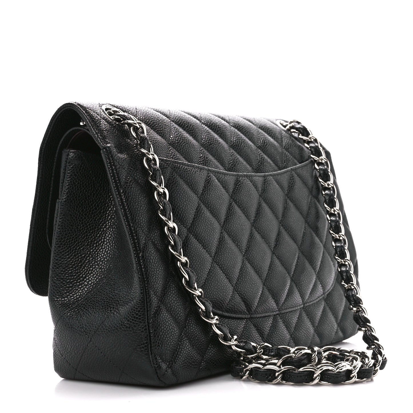Caviar Quilted Jumbo Double Flap Black