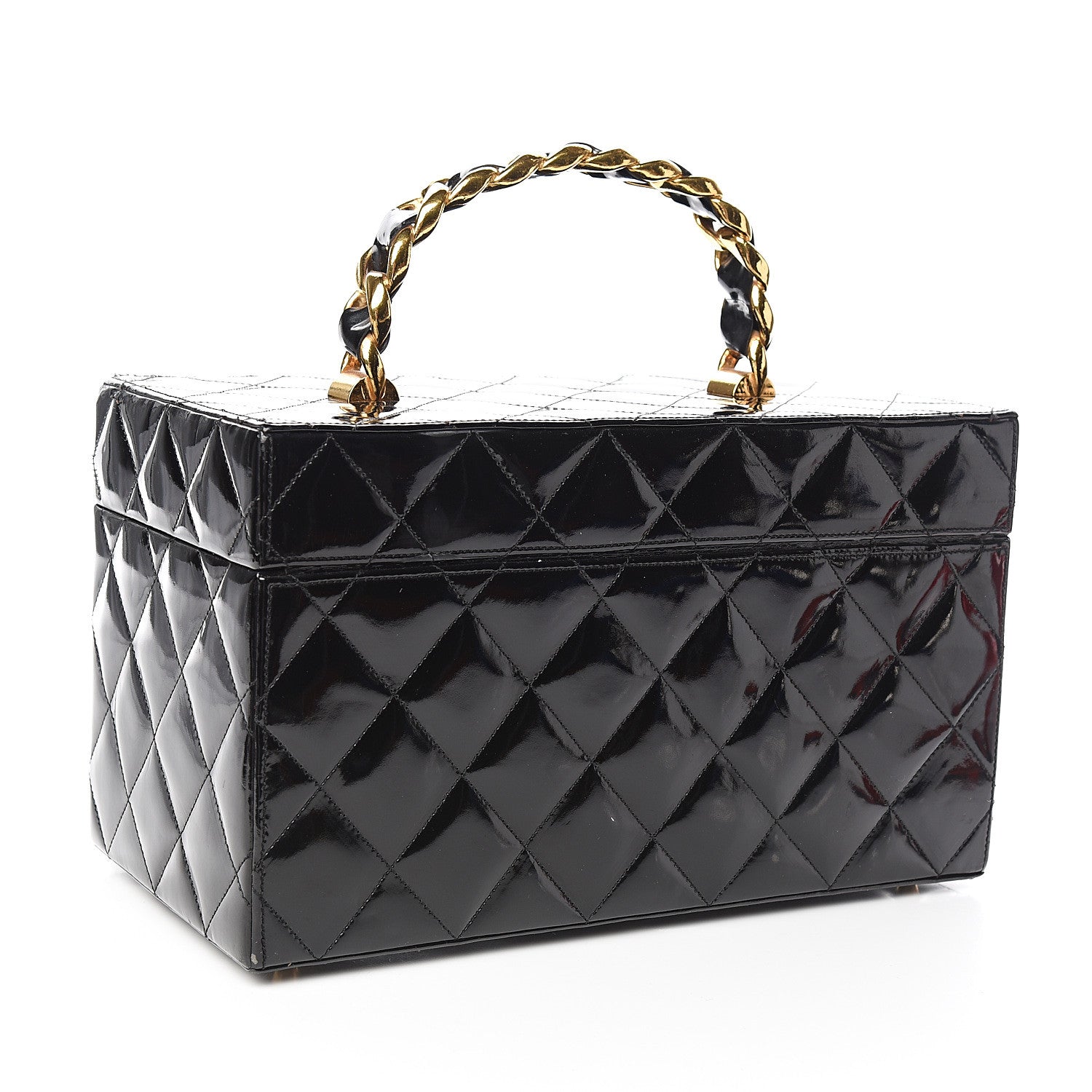 Chanel Patent Quilted Vanity Train Case Black 2 of 10
