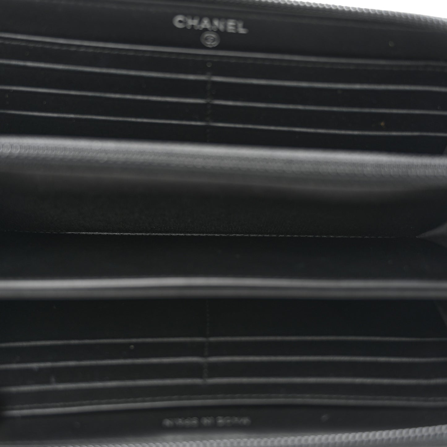 Caviar Quilted Boy Long Zip Around Wallet Black