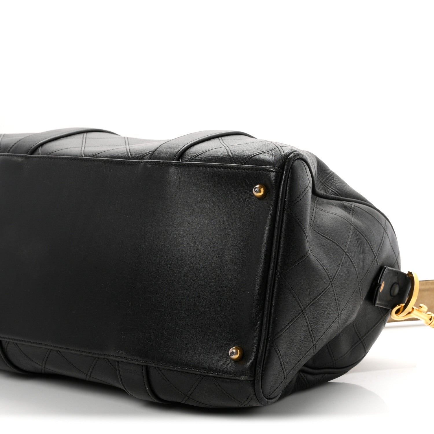 Chanel Calfskin Stitched Duffle Travel Bag Black 9 of 11