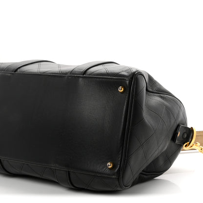 Chanel Calfskin Stitched Duffle Travel Bag Black 9 of 11