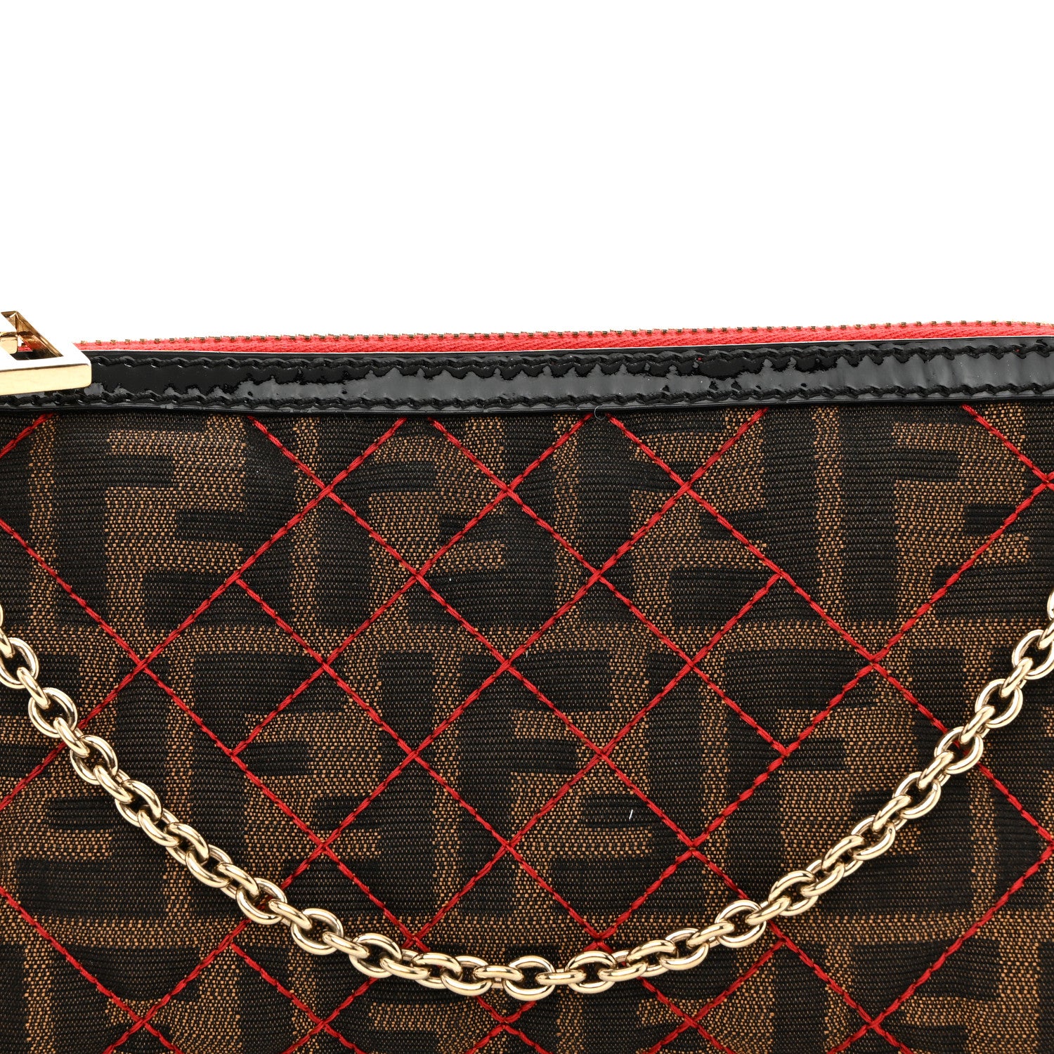 Fendi Zucca Quilted Pochette Tobacco Red 9 of 12