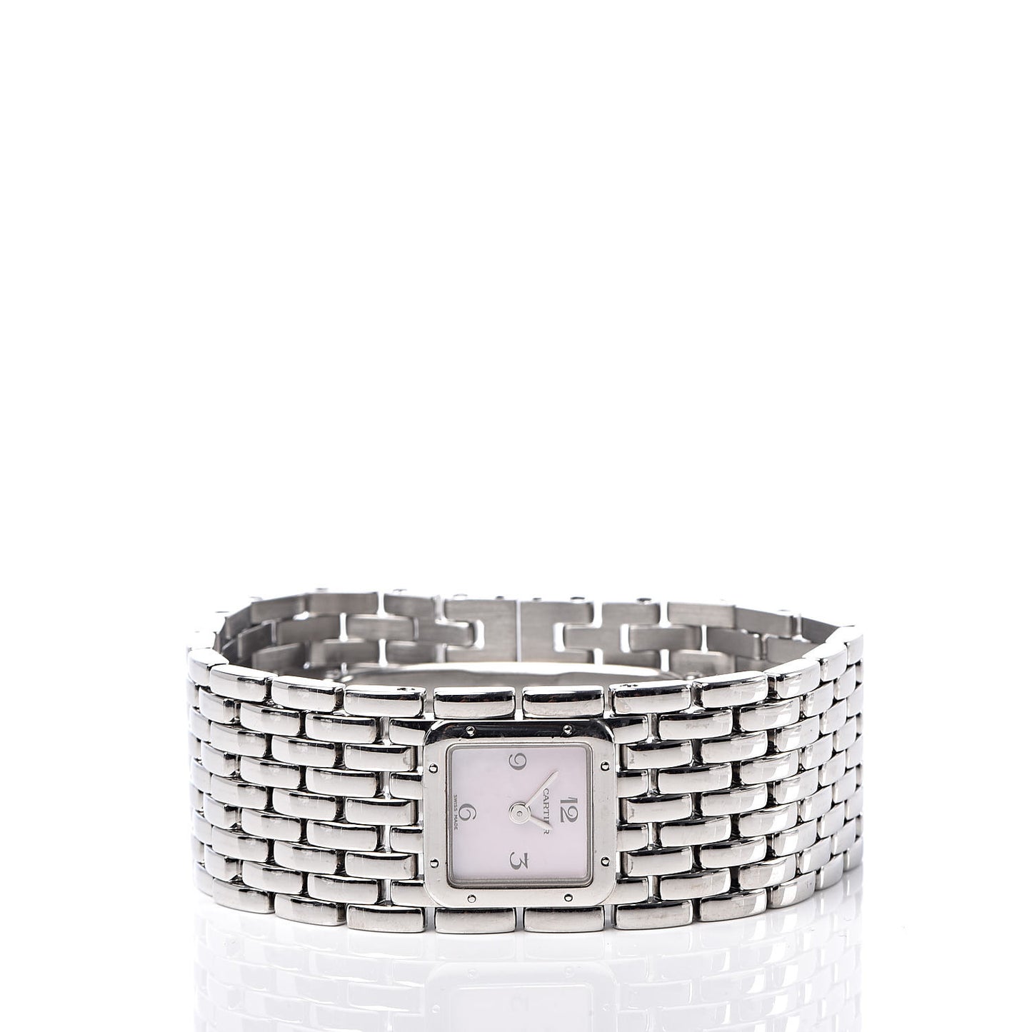 Stainless Steel Pink Mother of Pearl 21mm Panthere Ruban Quartz Watch