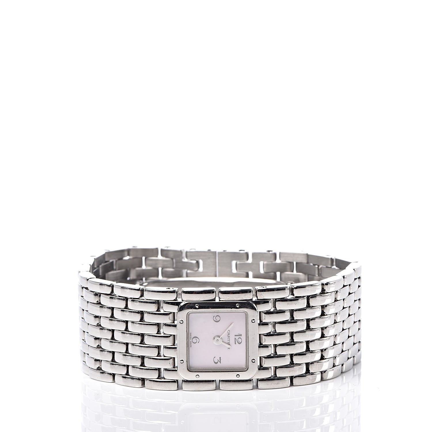 Cartier Stainless Steel Pink Mother of Pearl 21mm Panthere Ruban Quartz Watch 3 of 7
