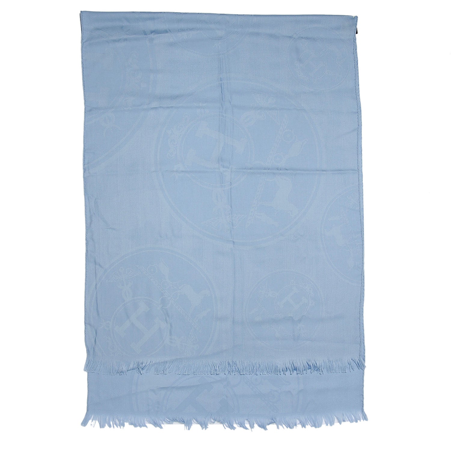 Hermes Cashmere Silk New Libris Stole Bleu Horizon 3 of 5
