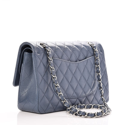 Chanel Caviar Quilted Medium Double Flap Blue 4 of 9
