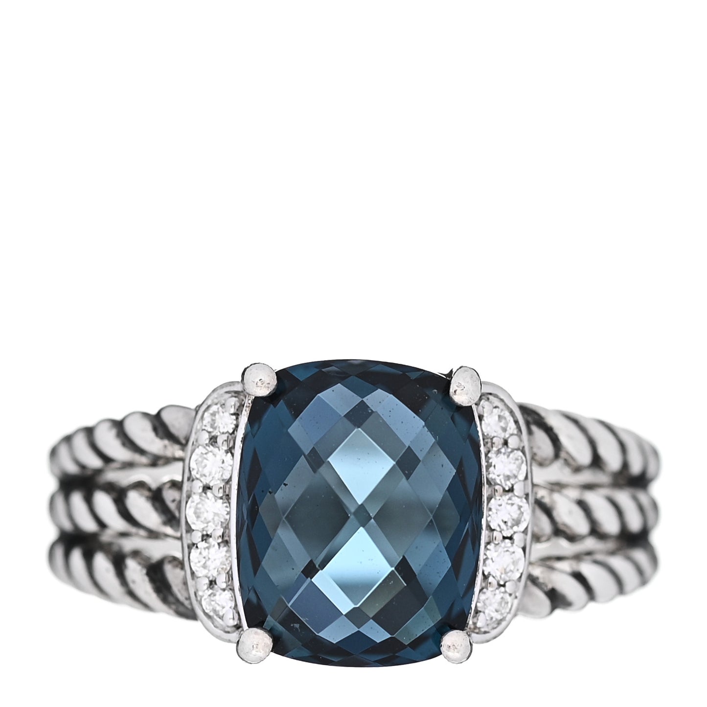 Sterling Silver Diamond Hampton Blue Topaz 10mm Petite Wheaton Ring 54 7