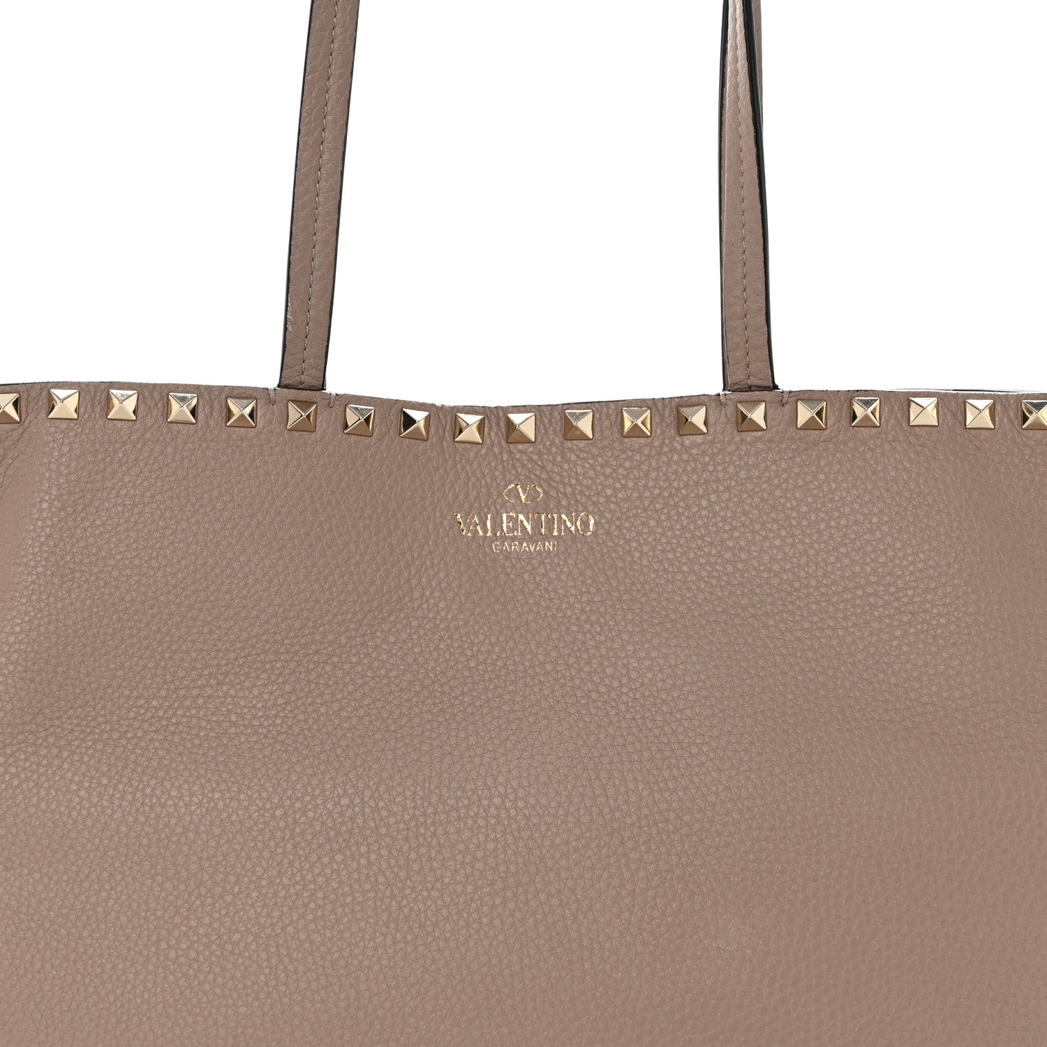 Valentino Garavani Grained Calfskin Rockstud Shoulder Tote Poudre 9 of 11