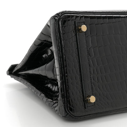 Hermes Shiny Porosus Crocodile Birkin 30 Black 9 of 13