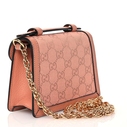Gucci GG Monogram Textured Dollar Calfskin Mini Ophidia Padlock Top Handle Chain Shoulder Bag Cloche Rose Pink 3 of 16