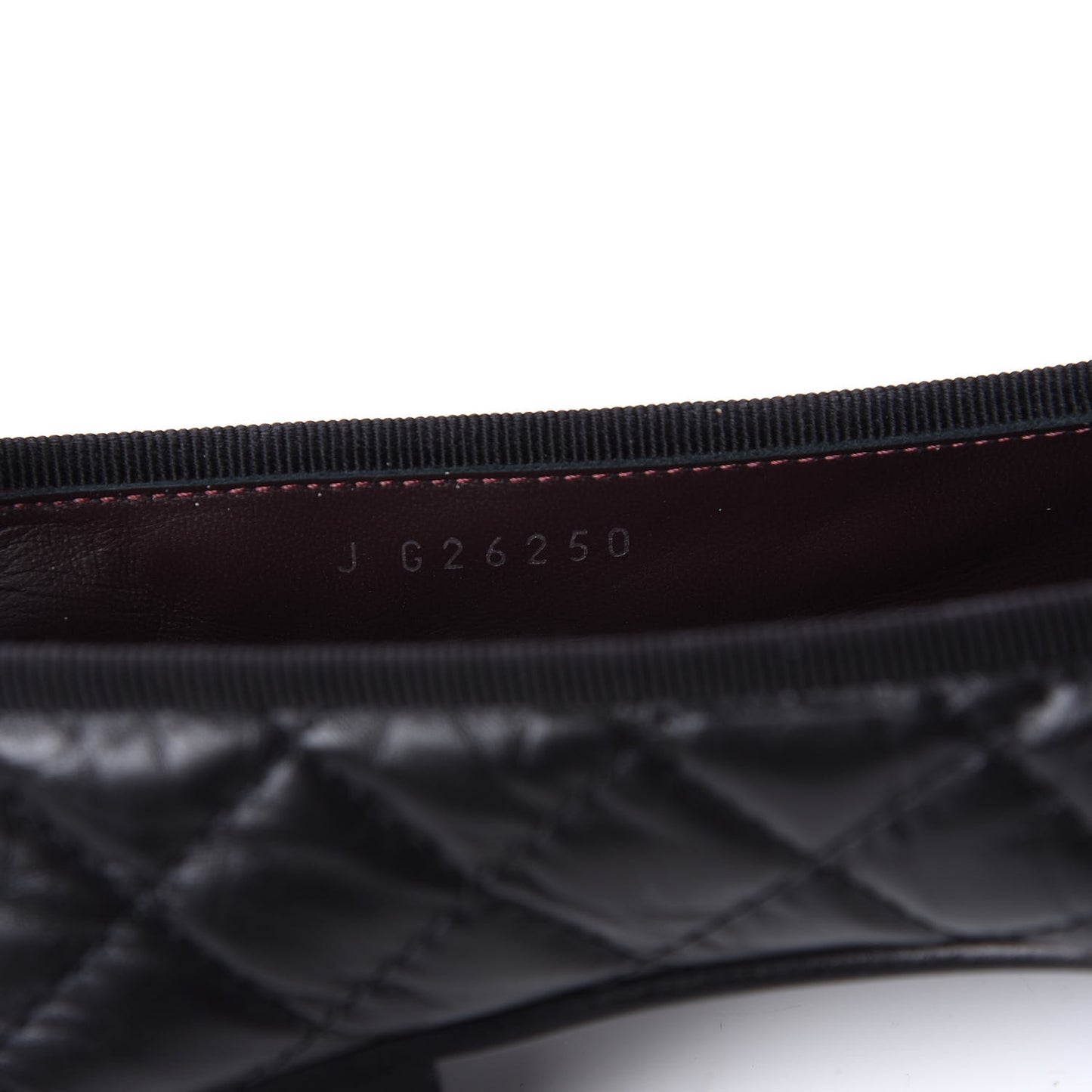 Aged Calfskin Quilted Cap Toe Ballerina Flats 35.5 Black