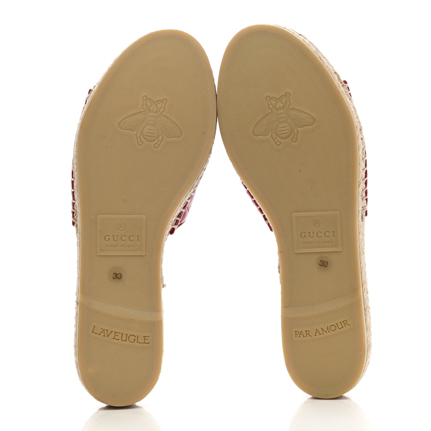 Nappa Matelasse GG Marmont Espadrille Slide Sandals 39 Hibiscus Red