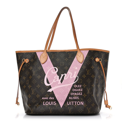 Louis Vuitton Monogram Capri V Neverfull MM Rose Ballerine 1 of 9