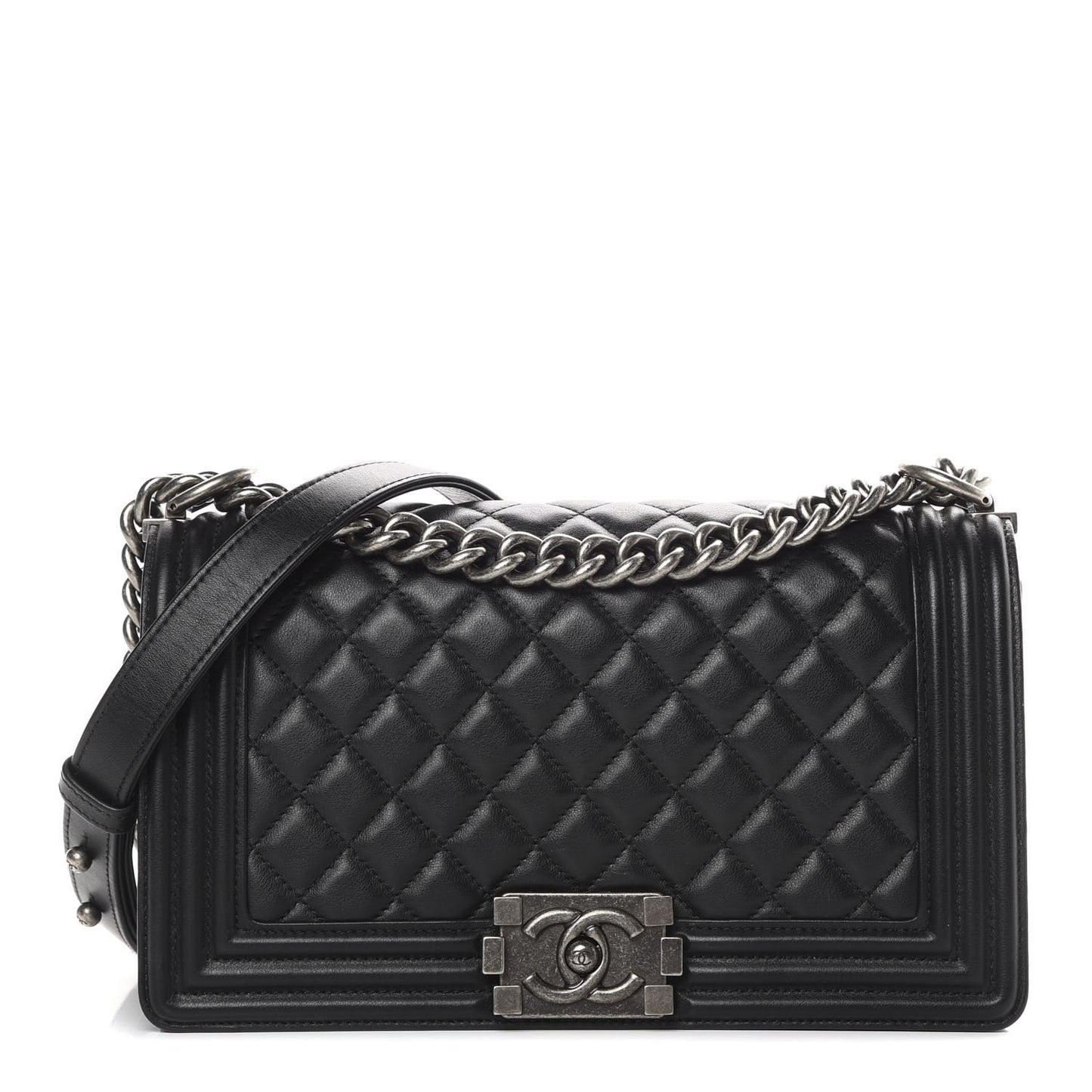 Calfskin Quilted Medium Boy Flap Black