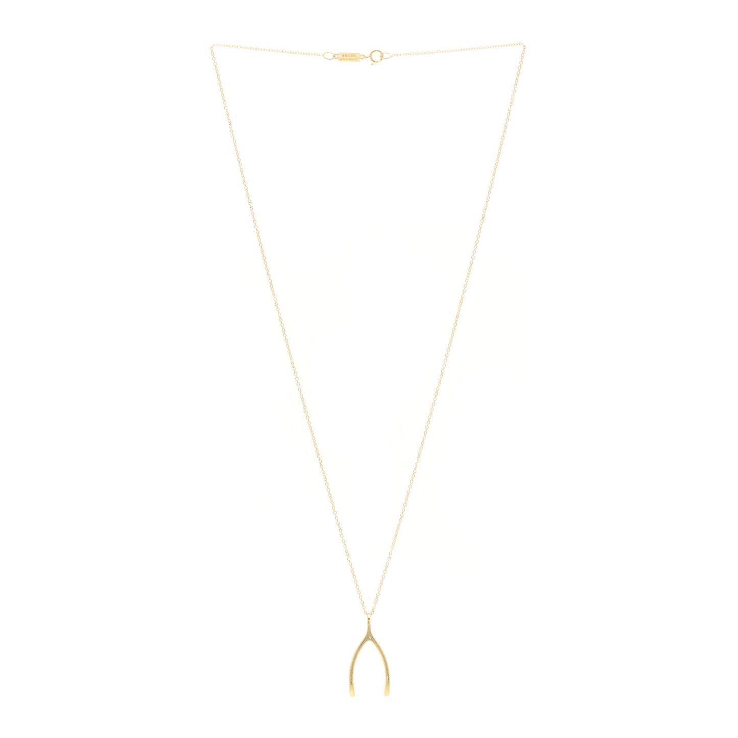18K Yellow Gold Wishbone Pendant Necklace