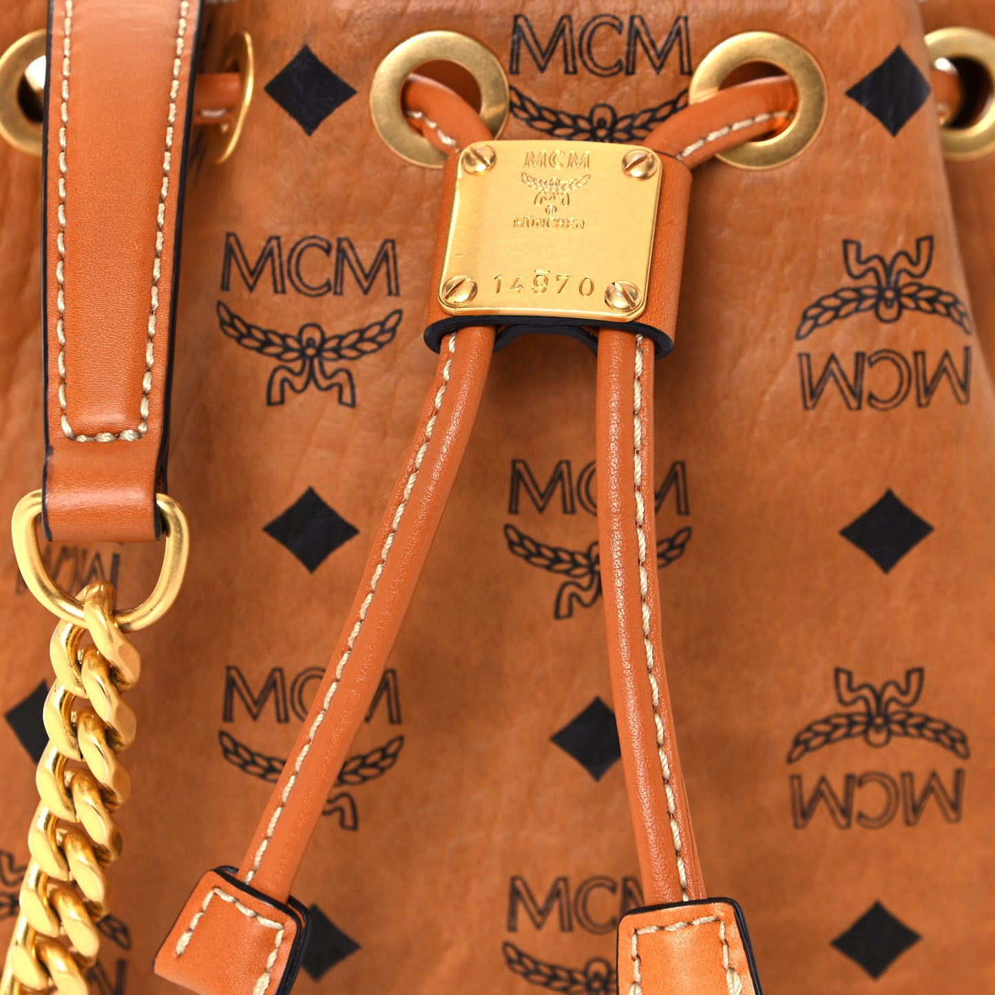 Visetos Berlin Mini Drawstring Bucket Bag Cognac